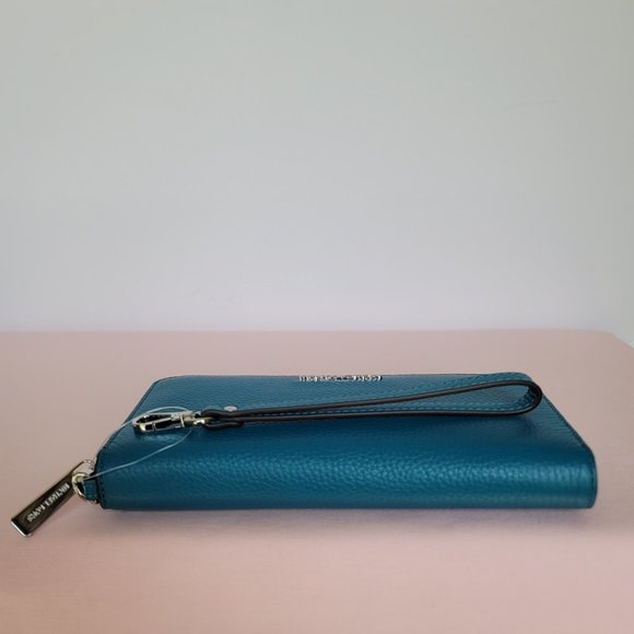 MICHAEL KORS Jet Set Travel Large Continental Pebbled Leather Wallet-Lagoon⭐ - Picture 9 of 16